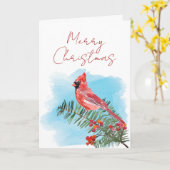 Rustikaler Kardinal Weihnachten Karte (Gelbe Blume)