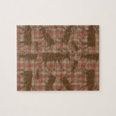 Rustikaler kariert-brauner Elch Puzzle (Horizontal)