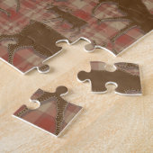 Rustikaler kariert-brauner Elch Puzzle (Seite)