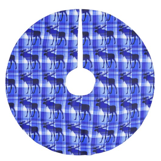 Rustikaler karierter Elchbaumrock Polyester Weihnachtsbaumdecke (Vorderseite)