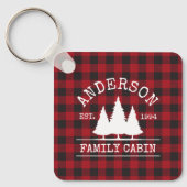 Rustikaler Karierter Familienname Hütte Platz Schlüsselanhänger (Vorderseite)