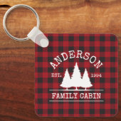 Rustikaler Karierter Familienname Hütte Platz Schlüsselanhänger (Vorderseite)