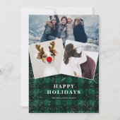 Rustikaler karierter Flanellschnee 3 Foto Feiertagskarte (Vorderseite)