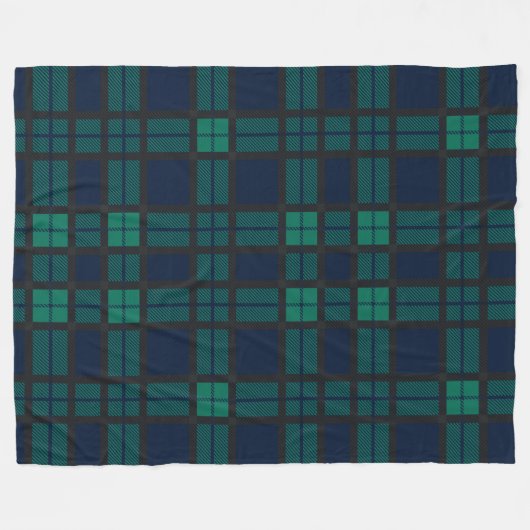 Rustikaler Karierter grüner Karo Blackwatch Tartan Fleecedecke (Vorderseite (Horizontal))