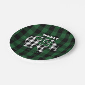 Rustikaler karierter grüner wilder pappteller (Schrägansicht)