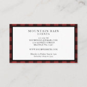 Rustikaler Karierter Karo Rotes Schwarzes Elch 2 Visitenkarte (Rückseite)