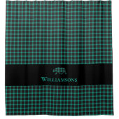 Rustikaler Karierter Monogramm-Bär | Aquamarines g Duschvorhang (Vorderseite)