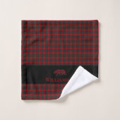 Rustikaler Karierter Monogramm-Bär | Buffalo Red B Badhandtuch Set (Waschlappen)