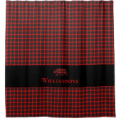 Rustikaler Karierter Monogramm-Bär | Lumberjack Re Duschvorhang (Vorderseite)