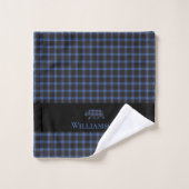 Rustikaler Karierter Monogramm-Bär | Schwarzes Bla Badhandtuch Set (Waschlappen)