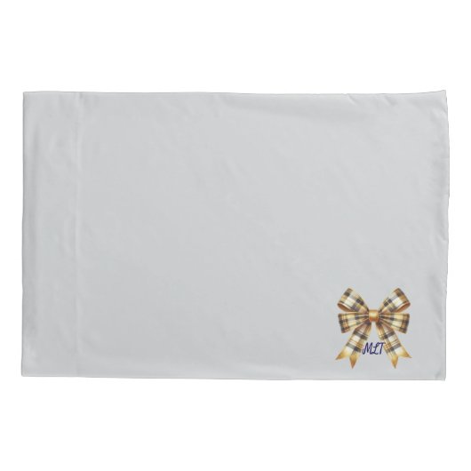 Rustikaler Karierter Monogramm-Bogen Kissenbezug (Rückseite)