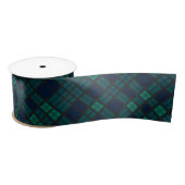 Rustikaler Karierter Tartan Black Green Karo Satinband (Spule)