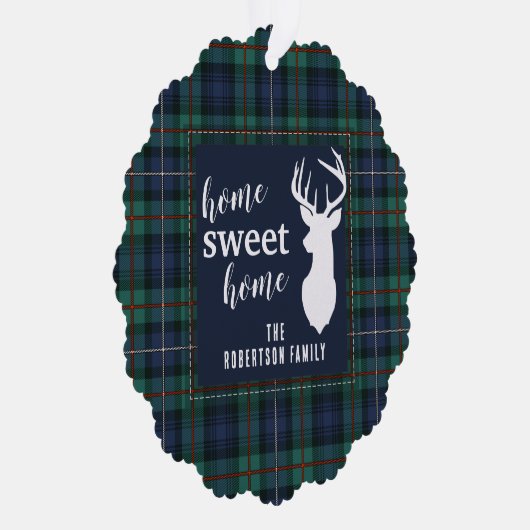 Rustikaler Karierter Urlaub Robertson Familie Tart Ornament Karte (Rechts)