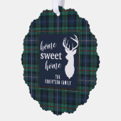 Rustikaler Karierter Urlaub Robertson Familie Tart Ornament Karte (Links)