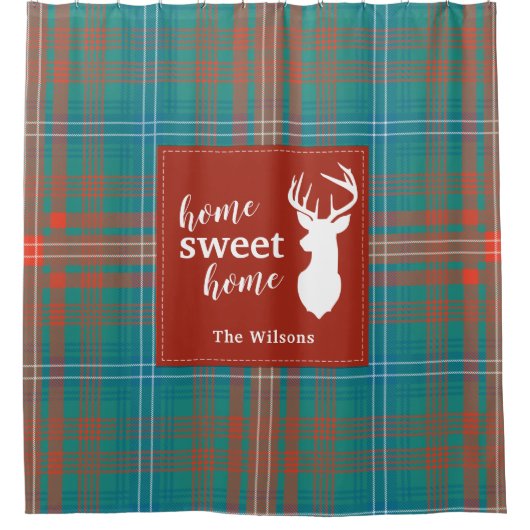 Rustikaler Karierter Weihnachtsklan Wilson Tartan Duschvorhang (Vorderseite)