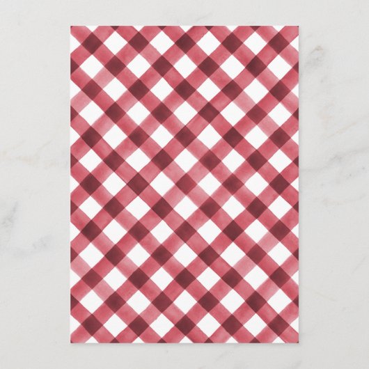 Rustikaler Karierter Weihnachtsurlaub in Rot und W Menükarte (Rückseite)