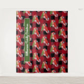 Rustikaler Karierter Weihnachtswagen Foto Stand Wandteppich (Vorderseite)