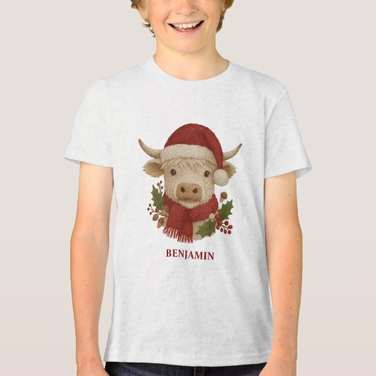 Rustikaler Kernkomplex Hochland-Weihnachtsmannmütz Tri-Blend Shirt (Vorderseite)