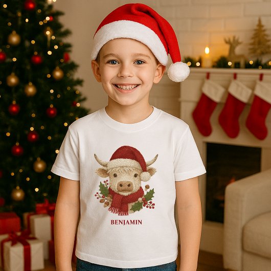 Rustikaler Kernkomplex Hochland-Weihnachtsmannmütz Tri-Blend Shirt