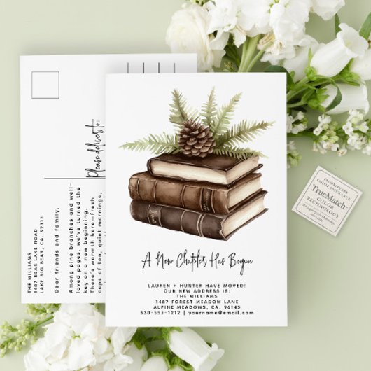 Rustikaler Kiefer Ein neues Kapitel hat begonnen Ankündigungspostkarte