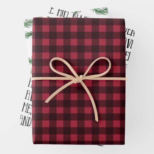 Rustikaler Kieferkranz Buffalo Karierte Freude an Geschenkpapier Set (Beispiel)