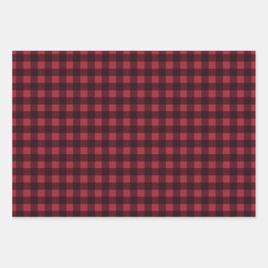 Rustikaler Kieferkranz Buffalo Karierte Freude an Geschenkpapier Set (Vorderseite)