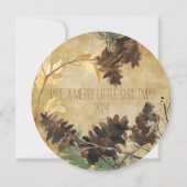 Rustikaler Kiefern-Kegel Chistmas runde Feiertagskarte (Vorderseite)