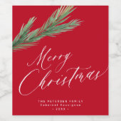 Rustikaler Kiefernholz Weihnachtsrot Weinetikett (Einzelnes Label)