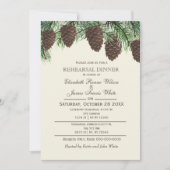 Rustikaler Kiefernkegel während der Probe Einladung (Vorderseite)