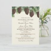 Rustikaler Kiefernkegel während der Probe Einladung (Stehend Vorderseite)