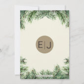 Rustikaler Kiefernkegel während der Probe Einladung (Rückseite)