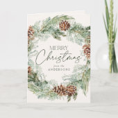 Rustikaler Kiefernkiefer Kranz, nicht Foto Feiertagskarte (Vorderseite)