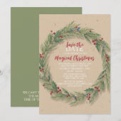 Rustikaler Kiefernkranz Weihnachtsfeier Save The Date (Vorne/Hinten)