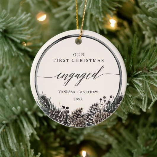 Rustikaler Kiefernwald Erster Weihnachtsfest Verlo Keramik Ornament (Baum)