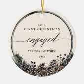 Rustikaler Kiefernwald Erster Weihnachtsfest Verlo Keramik Ornament (Vorne)