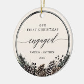 Rustikaler Kiefernwald Erster Weihnachtsfest Verlo Keramik Ornament (Links)