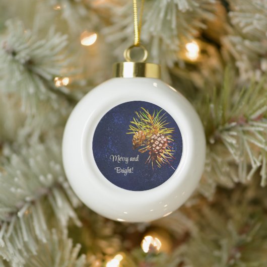 Rustikaler Kiefernzapfen Keramik Kugel-Ornament (Baum)