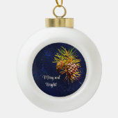 Rustikaler Kiefernzapfen Keramik Kugel-Ornament (Vorderseite)