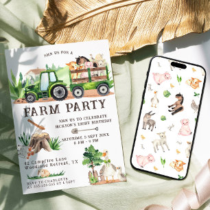 Rustikaler Kindergeburtstag der Wasserfarbenfarm Einladung