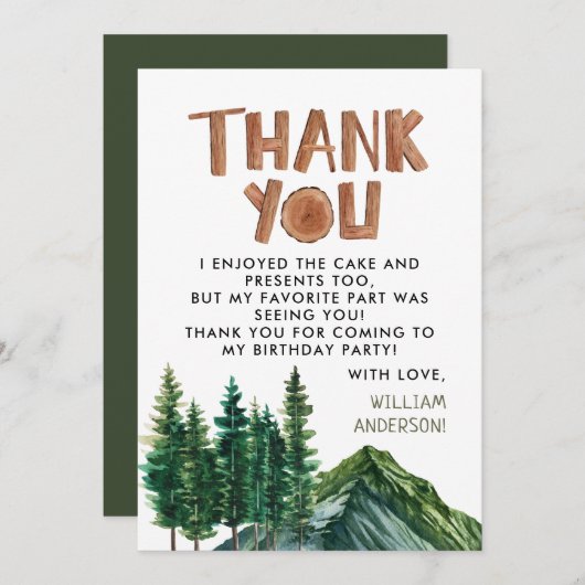 Rustikaler Kindergeburtstag Vielen Dank Dankeskarte (Vorne/Hinten)