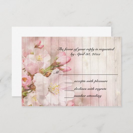 Rustikaler Kirschblossom | Hochzeit RSVP Karte (Vorne/Hinten)