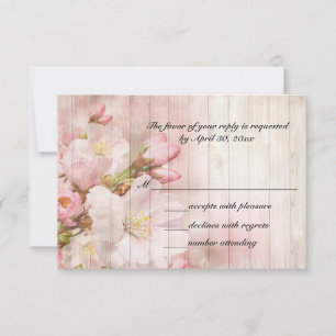 Rustikaler Kirschblossom Hochzeit RSVP Karte