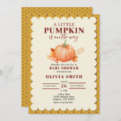 Rustikaler, kleiner Pumpkin Fall Baby Duschpunkt Einladung (Vorne/Hinten)