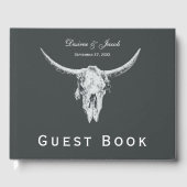 Rustikaler Kohlengraue, weißer Western Gästebuch (Vorderseite)