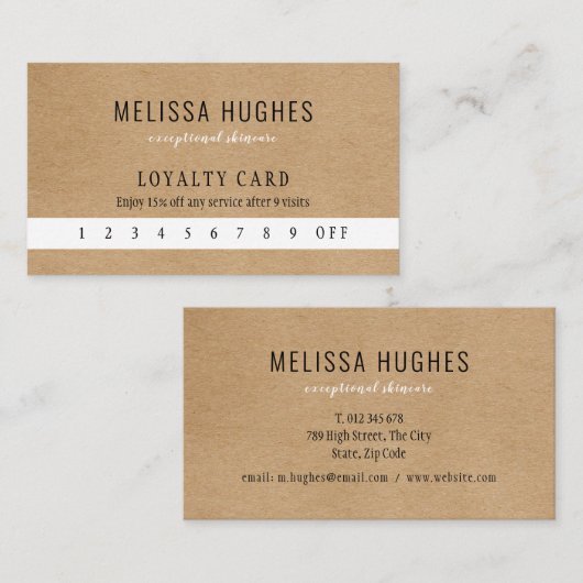 Rustikaler Kraft-Beruflicher Geschäftskunde Treuekarte (Vorne/Hinten)