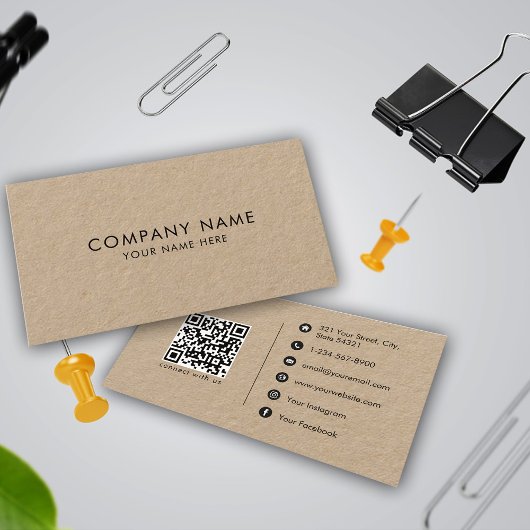 Rustikaler Kraft Brown Minimalistisch Social Media Visitenkarte
