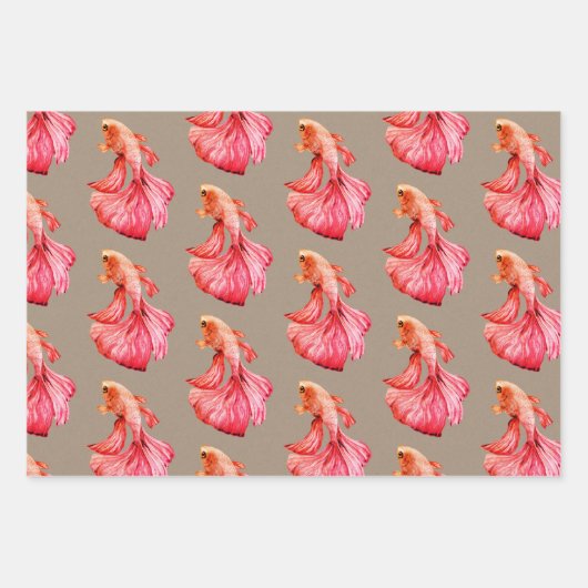 Rustikaler Kraft Crown Schwanz Lila Red Betta Fish Geschenkpapier Set (Vorderseite 2)