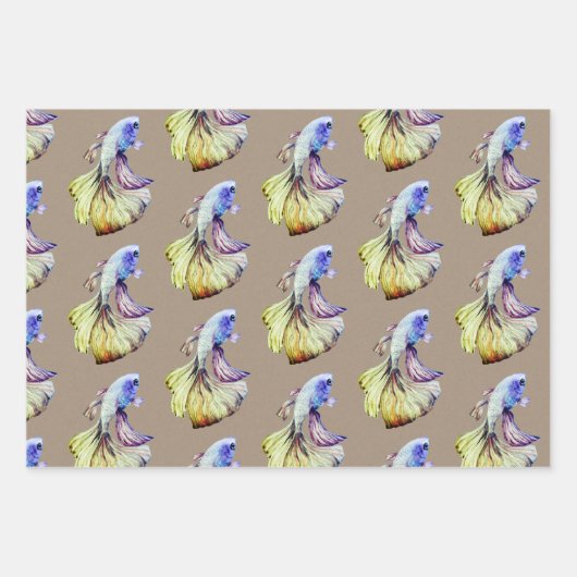 Rustikaler Kraft Crown Schwanz Lila Red Betta Fish Geschenkpapier Set (Vorderseite)