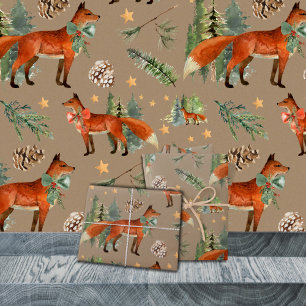 Rustikaler Kraft Fox im Wald Geschenkpapier Set
