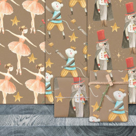 Rustikaler Kraft Nutcracker Ballett Weihnachtsfeie Geschenkpapier Set